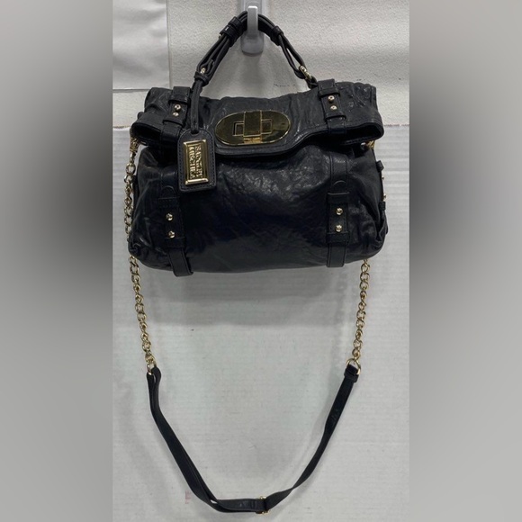 NWT - Badgley Mischka Black Leather “Melissa” Shoulder Bag with Gold Hardware
